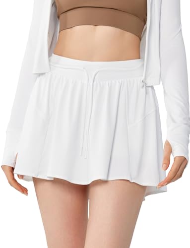 AIEOE Damen Tennisrock mit Hose 2 in 1 Sportrock Athletic Skort Yoga Rock Kurz Sommerrock Minirock Golfrock Laufrock mit Taschen S-XL von AIEOE