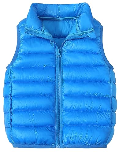 AIEOE Daunen Jacke für Kinder und Jungen Unisex Ärmellos Weste Winter Beheizt Leicht Geeignet von 9-10 Jahre 150cm Blau von AIEOE