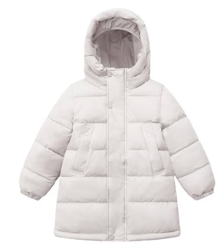 AIEOE Daunenjacke Kinder Jungen Schwere Puffer Jacke mit Kapuze Winterjacke Mädchen Steppjacke Puffermantel 130cm Weiß von AIEOE