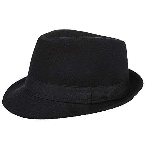 AIEOE - Filzhut Herren Trilby Hut Gangsterhut Mütze Panama Jazz Erwachsene Fedora Hut Gentlemen Elegant für Frühling Herbst Sommer Winter - Schwarz von AIEOE