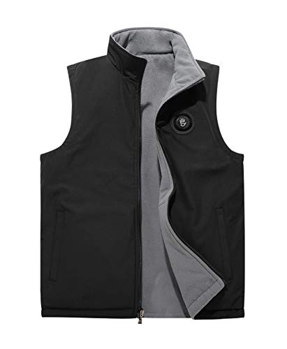 AIEOE Fleeceweste mit Drei Taschen Übergangsweste Warm und Atmungsaktiv Herrenweste Winterweste - Schwarz/Grau Herstellergröße 5XL/ EU XXL von AIEOE