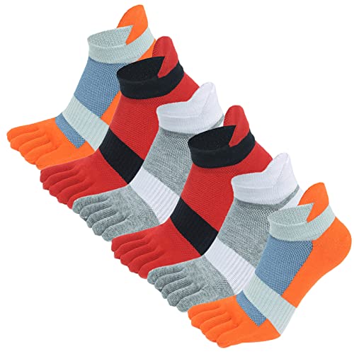 AIEOE Fünf Finger Socken Herren Sport Zehensocken Baumwolle Sneaker Socken Atmungsaktiv Kurz Socken 6 Paar Sportsocken Laufsocken 43-46 von AIEOE