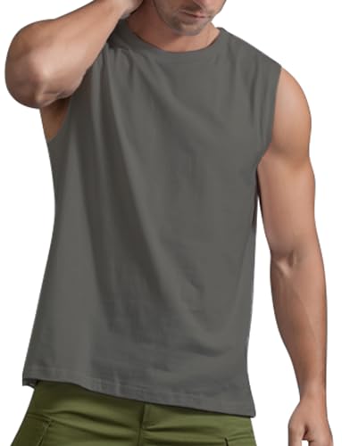 AIEOE Gym Muskelshirt Herren Locker Tank Top Baumwolle Ärmelloses T-Shirt Leicht Dünn Sommer Männer Tops Atmungsaktiv Einfarbig Oberteil Sport Fitness - EU XXL (Asie 3XL) von AIEOE