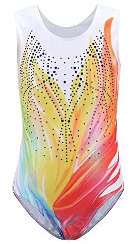 AIEOE Gymnastikanzug Mädchen Rundhalsausschnitt Design Kinder Turnanzug Ärmellos Klassisch Strapazierfähig Rot 13-14 Jahre von AIEOE