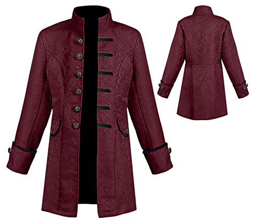 AIEOE - Halloween Junge Steampunk Jacke Vintage Mittelalter Viktorianischer Mantel Lange Gothic Scary Vampir Trench Kostüme Renaissance - Kind - Rot-1-155 von AIEOE