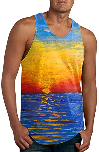AIEOE Hawaii Tank Top Herren Sommer Muskelshirt Strand Tankshirt Ärmellos T-Shirt 3D Druck Print Muster Tanktop Locker Schnell Trocknend Atmungsaktiv - M von AIEOE