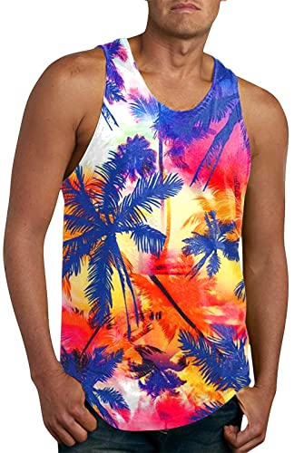 AIEOE Hawaii Tank Top Herren Sommer Muskelshirt Strand Tankshirt Ärmellos T-Shirt 3D Druck Print Muster Tanktop Locker Schnell Trocknend Atmungsaktiv - M von AIEOE