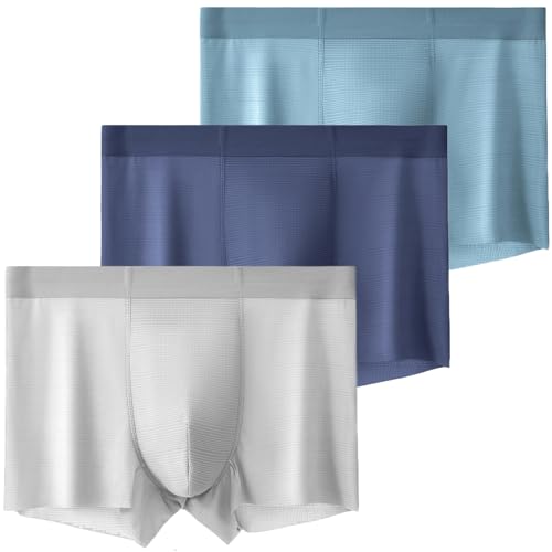 AIEOE Herren 3 Stück Slips Eisseide Basic Boxershorts Kühl Dünn Unterwäsche Höschen Elastische Taille Underwear Panty Männer Nahtlose Retroshorts EU L (Asie XXL) von AIEOE