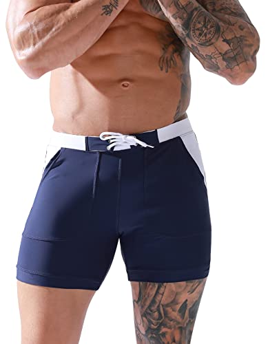 AIEOE Herren Badehose Eng Kurz Badeshorts mit Tunnelzug Schwimmhose Enge Boardshorts Strand Pool Shorts Gummibund Swimming Swim Trunks Jungen Schwimmwear - M von AIEOE