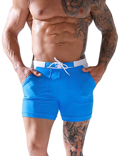 AIEOE Herren Badehose Eng Kurz Badeshorts mit Tunnelzug Schwimmhose Enge Boardshorts Strand Pool Shorts Gummibund Swimming Swim Trunks Jungen Schwimmwear - M von AIEOE