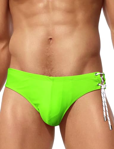 AIEOE Herren Badehose Seite mit Kordelzug Männer Badeslip Strandhose Bikinihose Fashion Swimwear Grün Herstellergröße XXL/EU Größe XL von AIEOE