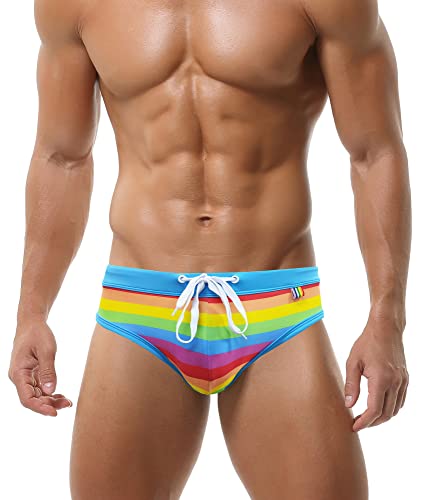 AIEOE Herren Badehose Slip Bikini Bottom für Sommer Schwimmen Schwimmhose Abnehmbares Pad - L von AIEOE