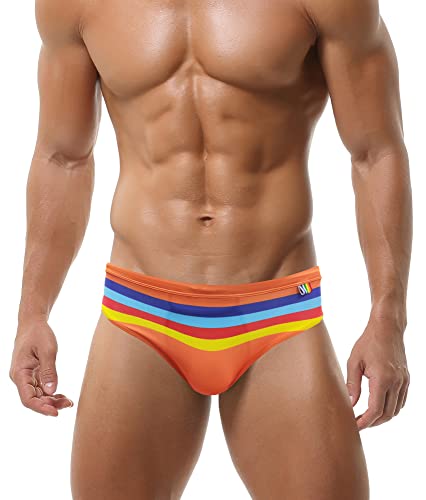 AIEOE Herren Badehose Slip Bikini Bottom für Sommer Schwimmen Schwimmhose Abnehmbares Pad - L von AIEOE