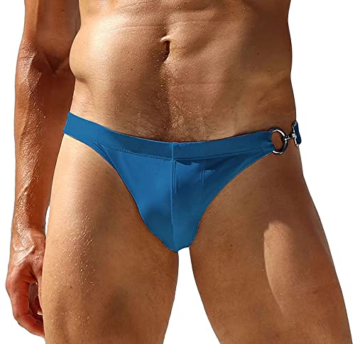AIEOE Herren Badehose mit Metall Hacke Mini Badeshorts Schnelltrocknende Swimwear Swim Briefs Blau 01 M von AIEOE