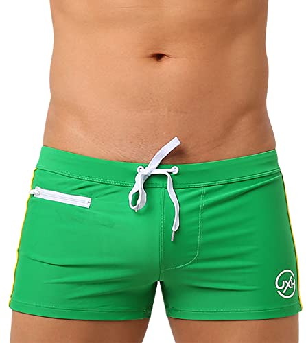 AIEOE Herren Badehose mit Polster Badeshorts mit Tasche und Kordelzug Schwimmhose Grün L von AIEOE