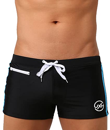 AIEOE Herren Badehose mit Polster Badeshorts mit Tasche und Kordelzug Schwimmhose Schwarz L von AIEOE