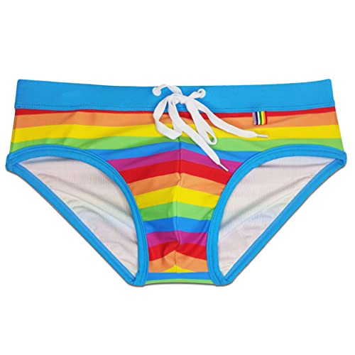 AIEOE Herren Badeslip Eng Kurz Badehose Slip Sexy Bunt Schwimmhose Abnehmbares Pad Badeshorts Streifen Badehose Sommer Strand Pool - XXL AIEOE Herren Badeslip Eng Kurz Badehose Slip Sexy Bunt Schwimmhose Abnehmbares Pad Badeshorts Streifen Badehose Sommer Strand Pool - XXL von AIEOE