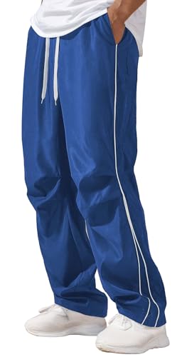 AIEOE Herren Baggy Hose Retro Summer Jogginghose Straight Parachute Pants Schnürun Laufhose Lässige Hose EU XL (Asie XXL) von AIEOE