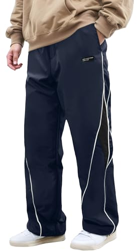 AIEOE Herren Baggy Hose y2k Tanz Hosen Vintage Hip Hop Hose mit Paspel Track Pants Streetwear L von AIEOE