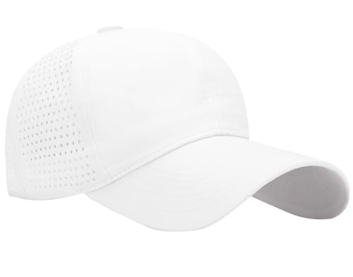 AIEOE Herren Basecap Luftige Mütze Sportliche Sonnen-Kappe für Sport Joggen Wandern Urlaub Radfahren Weiß von AIEOE