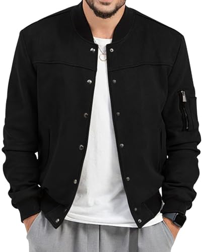 AIEOE Herren Bomberjacke Herbst Winter Vintage Kunst-Wildleder Blouson Jacke Übergangsjacke Collegejacke - S(EU XS) von AIEOE