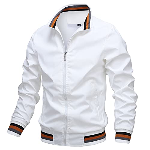 AIEOE Herren Bomberjacke Übergangsjacke Leichte Jacke Casual Mäntel mit Stehkragen Baseball Blouson mit Reißverschlusstaschen - L von AIEOE