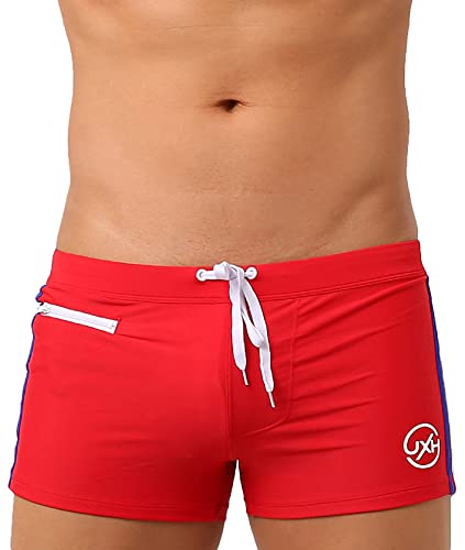 AIEOE Herren Boxer Badehose Eng Kurz Badeshorts Push Up mit Abnehmbares Pad & Kleine Reißverschlusstasche Schnelltrocknend Schwimmhose für Schwimmen Surfen - M (EU/US S) von AIEOE