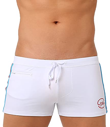 AIEOE Herren Boxer Badehose Eng Kurz Badeshorts Push Up mit Abnehmbares Pad & Kleine Reißverschlusstasche Schnelltrocknend Schwimmhose für Schwimmen Surfen - M (EU/US S) von AIEOE