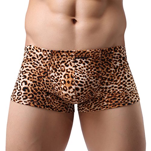 AIEOE Herren Boxershorts Unterhose Unterwäsche Retroshorts Leopard Muster Brief Gelb M=EU XXS von AIEOE