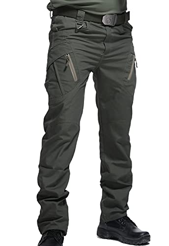 AIEOE Herren Cargo Hose Taktische Hose Robuste Kampfhose Männer Freizeithose Artbeitshose mit Vielen Taschen Herrenhose Grün Herstellergröße M/Jeansgröße 32 von AIEOE