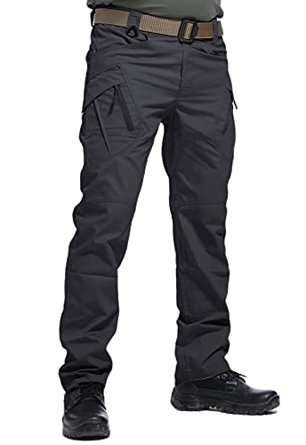 AIEOE Herren Cargo Hose Taktische Hose Robuste Kampfhose Männer Freizeithose Artbeitshose mit Vielen Taschen Herrenhose Schwarz Herstellergröße L/Jeansgröße 34 von AIEOE