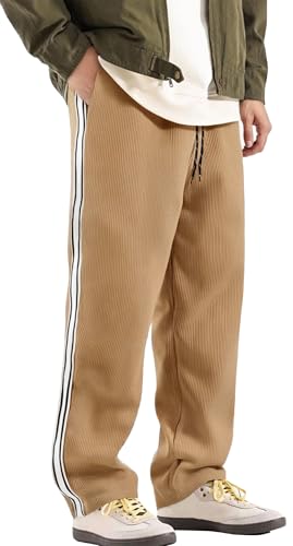 AIEOE Herren Cordhosen y2k Baggy Sporthose mit Taschen Jogginghose Weites Bein Streifen Pants Hose EU L (Asie XL) von AIEOE