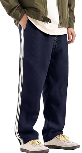 AIEOE Herren Cordhosen y2k Baggy Sporthose mit Taschen Jogginghose Weites Bein Streifen Pants Hose EU L (Asie XL) von AIEOE