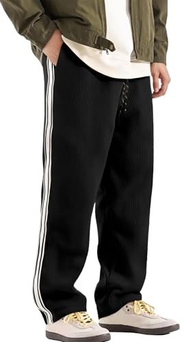 AIEOE Herren Cordhosen y2k Baggy Sporthose mit Taschen Jogginghose Weites Bein Streifen Pants Hose EU L (Asie XL) von AIEOE
