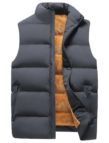 AIEOE Herren Extra Warme Steppweste Gefütterte Winterweste mit Wattierung Winddichte Weste Grau Größe XL von AIEOE