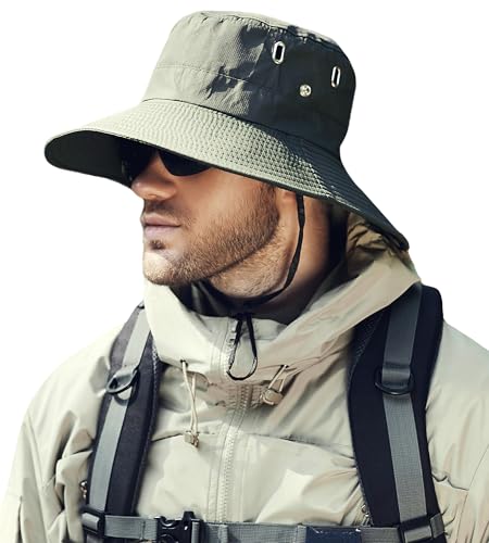 AIEOE Herren Fischerhut Herren Sonnenhut UV Schutz Anglerhut Herren Sommer Wanderhut Herren Outdoor Wasserdicht Grün von AIEOE