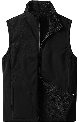 AIEOE Herren Fleece Weste Winter Warm Fleeceweste Stehkragen Bodywarmer Herbst Ärmellos Jacke mit Reißverschlusstasche - XXL von AIEOE