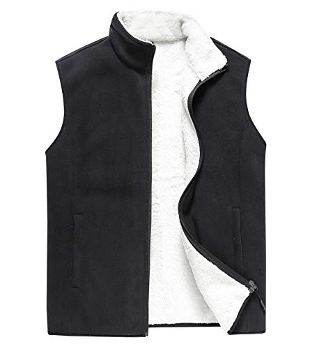 AIEOE Herren Fleeceweste Bodywarmer Winter Gefütterte Weste Slim Fit Weste mit Stehkragen Schwarz Asien 4XL/ EU L von AIEOE
