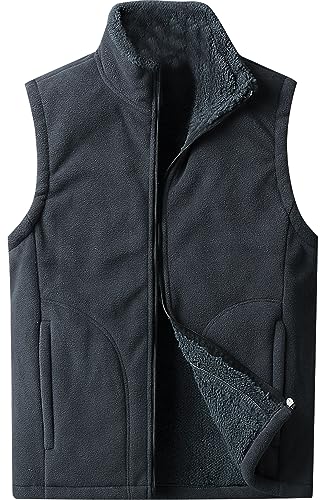 AIEOE Herren Fleeceweste Herbst Winter Warm Fleece Weste Stehkragen Bodywarmer Ärmellos Jacke mit Reißverschlusstasche - XL von AIEOE