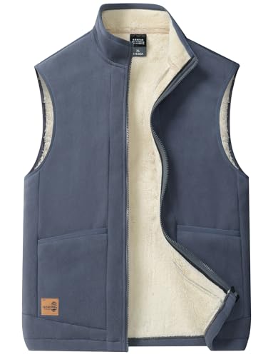 AIEOE Herren Fleeceweste mit Teddyfell Warm Gefüttert Herrenweste Winter Gilet Ärmellose Jacke Grau Herstellergröße 5XL/ EU Größe XL von AIEOE