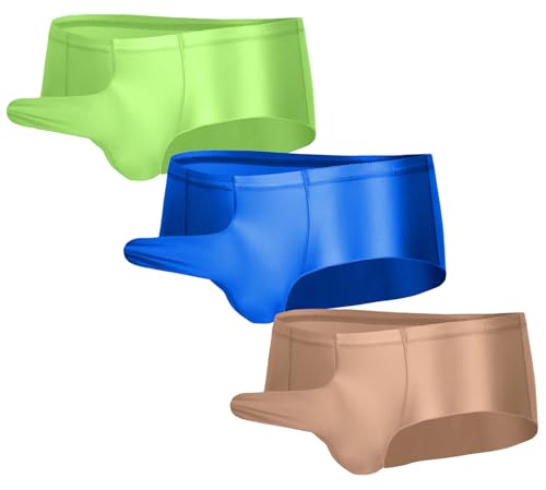 AIEOE Herren Glossy Boxer Slips Mehrpack Nahtlose Sexy Brief Beutel Boxershorts Stretch Durchsichtig Underwear Tanga EU XL (Asie XXL) von AIEOE
