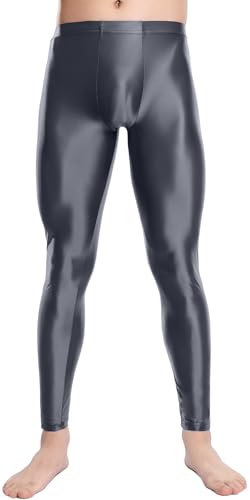 AIEOE Herren Glossy Hose Enge Shiny Leggings Nylon Öl Glänzend Strumpfhosen Sport Tights Hose Dünn Transparente Unterhose Pants XL von AIEOE