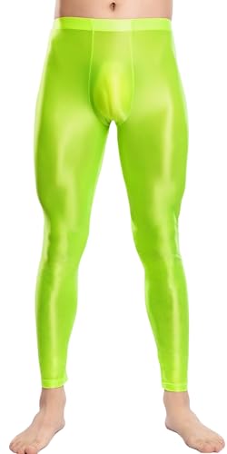 AIEOE Herren Glossy Hose Enge Shiny Leggings Nylon Öl Glänzend Strumpfhosen Sport Tights Hose Dünn Transparente Unterhose Pants XL von AIEOE