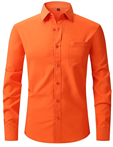 AIEOE Herren Hemd Langarm Business Slim Fit Bügelfrei Langarmhemd Hochzeit Freizeit Hemd Businesshemden Freizeithemd mit Brusttasche - M von AIEOE