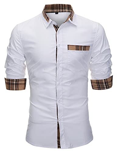 AIEOE Herren Hemd Langarm Freizeithemd Button-Down Business Party Shirt Schlank Fit Hemd von AIEOE