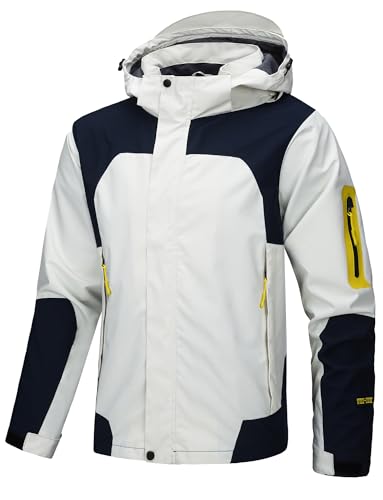 AIEOE Herren Herbst Winter Jacke Softshell Jacke Outdoor Regen Übergangs Jacke Sportjacke mit Kapuze für Wandern Radfahren Bergsteigen Laufen - 3XL von AIEOE