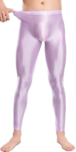 AIEOE Herren Hose Dünn Ölig Glanz Leggings Elastisch Durchsichtige Tights Hose Clubwear Elastische Taille Sport Leggings Strumpfhosen L von AIEOE