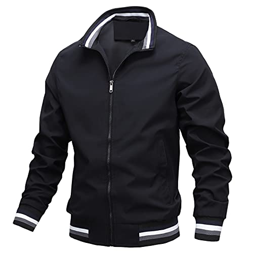 AIEOE Herren Jacken Windbreaker Übergangsjacke Bomberjacke Frühling Herbst Fliegerjacke Stehkragen Baseball Blouson mit Reißverschlusstaschen - S von AIEOE
