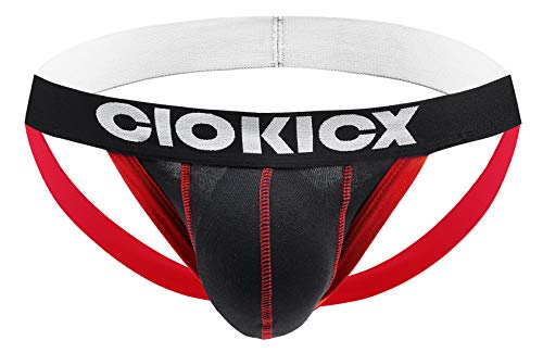 AIEOE Herren Jock Strap Sport Unterhose Sexy Suspensorium Slips für Männer String Tanga Schwarz Herstellergröße XXL/EU XL von AIEOE