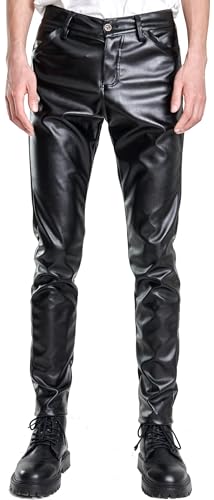 AIEOE Herren Kunstleder Hose Slim Fit Biker Lederhose Stretch Dünn Lederjeans Nightclub Bleistift Hose Mehre Farben - 32 AIEOE Herren Kunstleder Hose Slim Fit Biker Lederhose Stretch Dünn Lederjeans Nightclub Bleistift Hose Mehre Farben - 32 von AIEOE